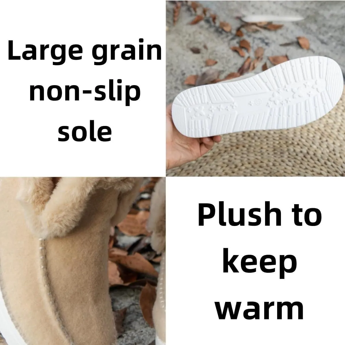Womens Winter Boots Fashion Fur Lining Ankle Snow Boots Outdoor Short Ankle Booties Flat Slip On Round Head Thick Warm Shoes