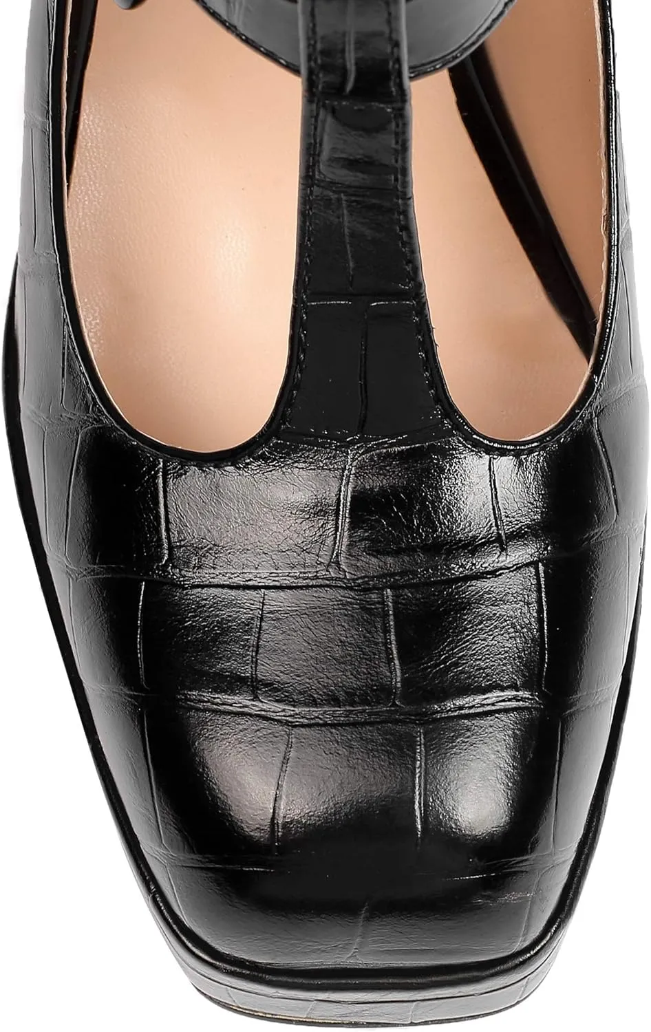 YODEKS Women's High Heels Square Toe Mary Jane Pumps Chunky Heel Platform Dress Shoes