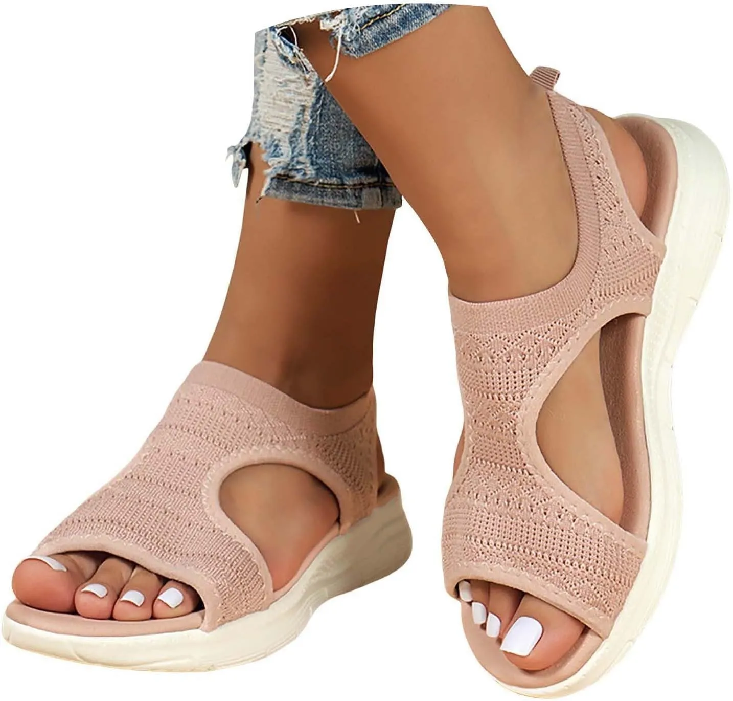 YOLAI Women Close Toe Walking Sandals Dressy Summer Wedges Heels for Women Ankle Strap Orthopedic Comfortable Hollow Beach Shoes