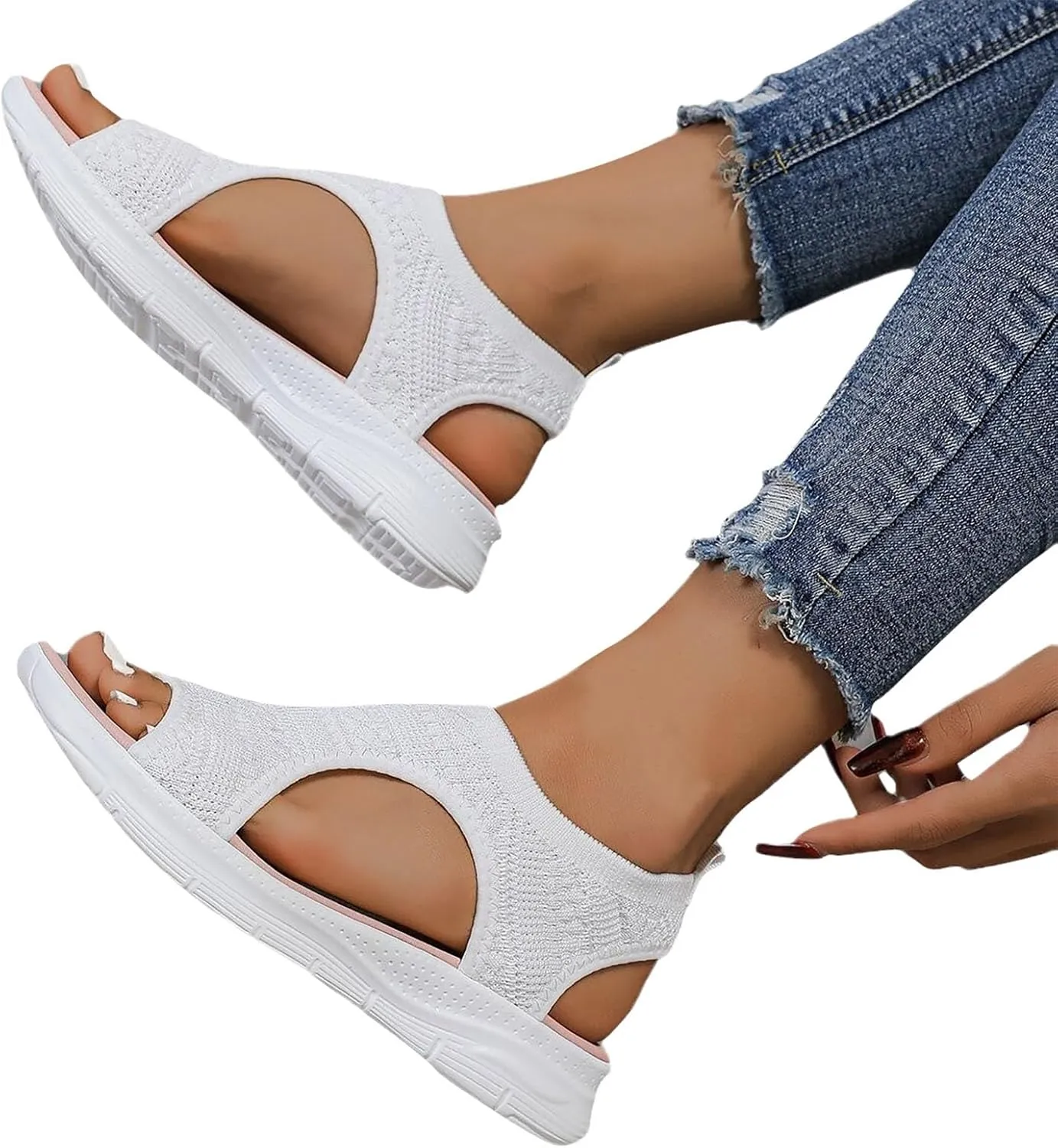 YOLAI Women Close Toe Walking Sandals Dressy Summer Wedges Heels for Women Ankle Strap Orthopedic Comfortable Hollow Beach Shoes