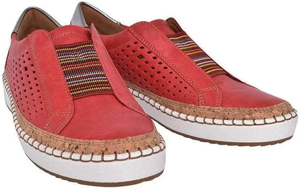 ZBYY Women's Fashion Slip-On Sneaker Breathable Casual Flat Loafers Flats Rubber Sole Canvas Shoes Summer Beach Shoes
