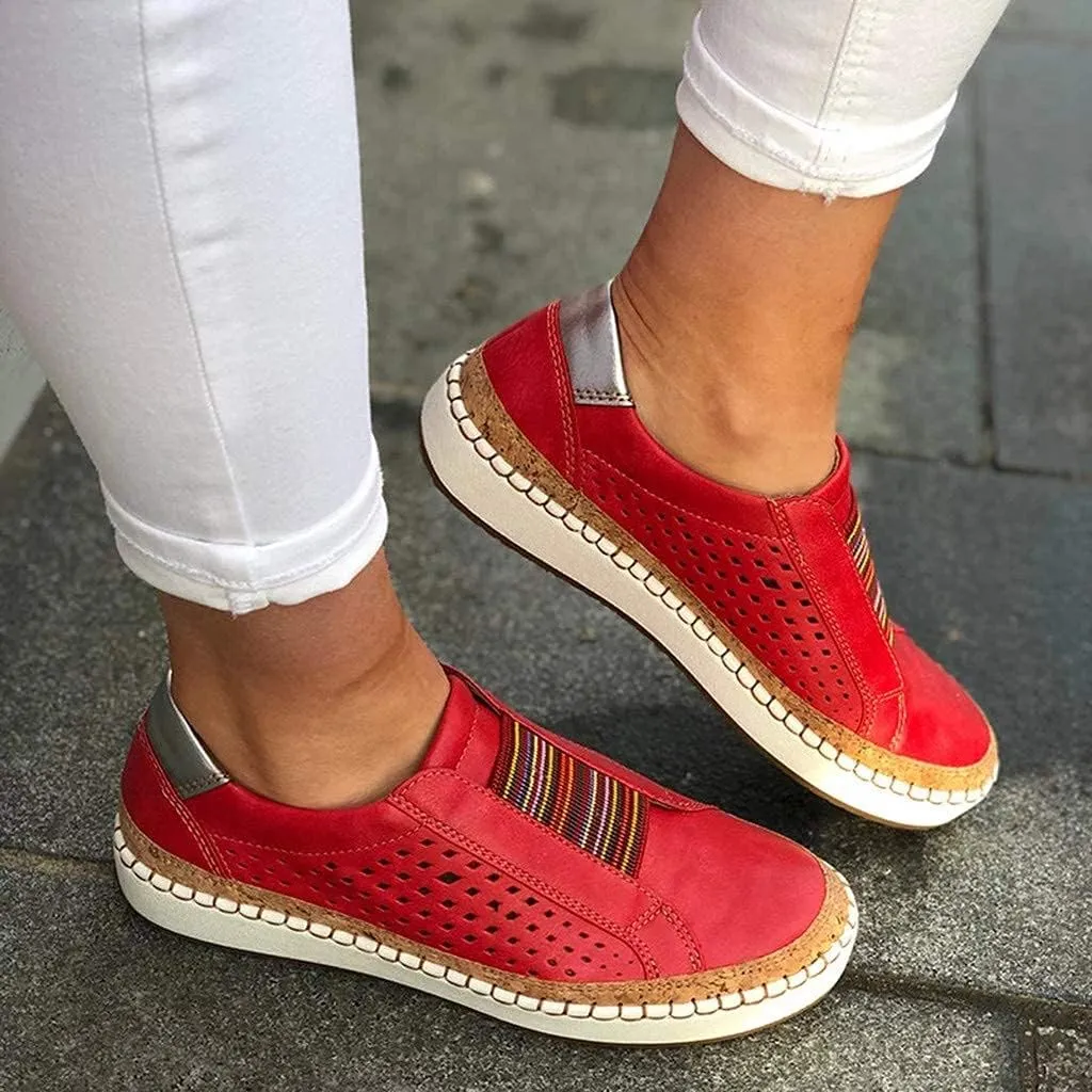 ZBYY Women's Fashion Slip-On Sneaker Breathable Casual Flat Loafers Flats Rubber Sole Canvas Shoes Summer Beach Shoes
